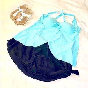 High Waisted Asymmetrical Swim Skirt